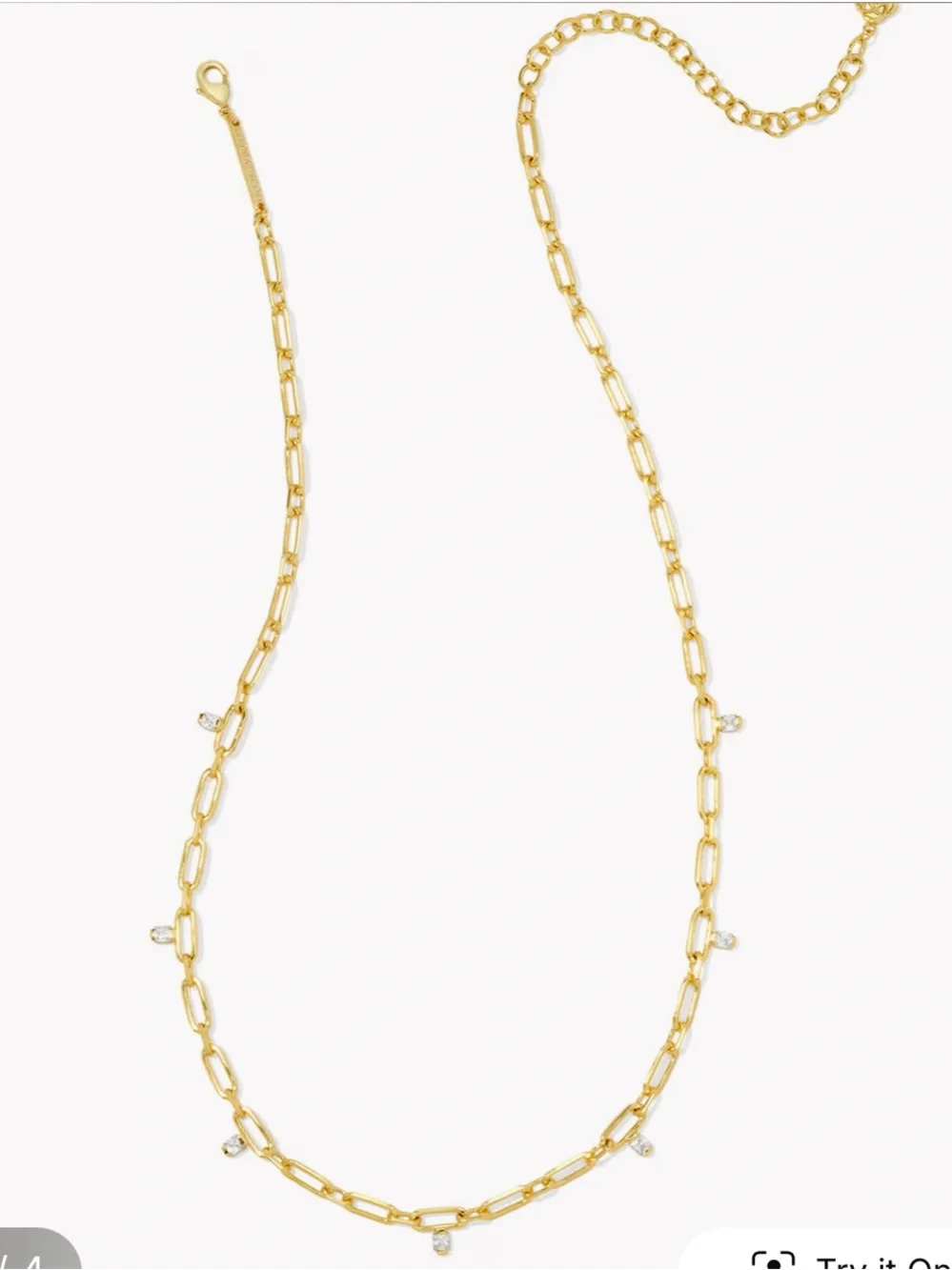 Kendra Scott Celia gold crystal chain necklace in white cz
